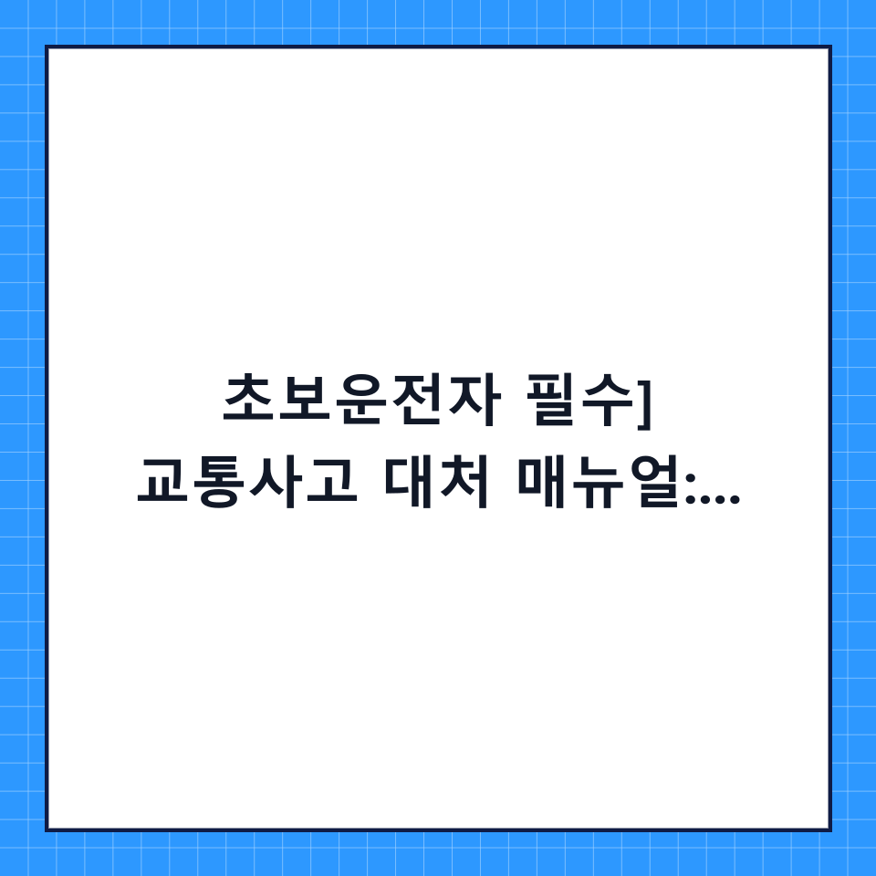 [초보운전자 필수] 교통사고 대처 매뉴얼: 당황하지 않는 단계별 체크리스트